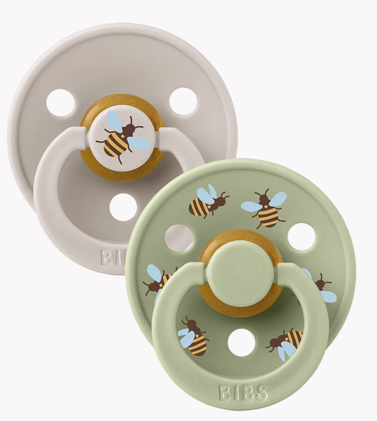 Bibs World Studio Collection-Colour Round Natural Rubber Pacifiers-Bumblebee/Mushroom Mix Size 1