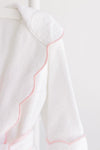 Terry Tots Bathrobe in White with Pink Stripe Trim 2T