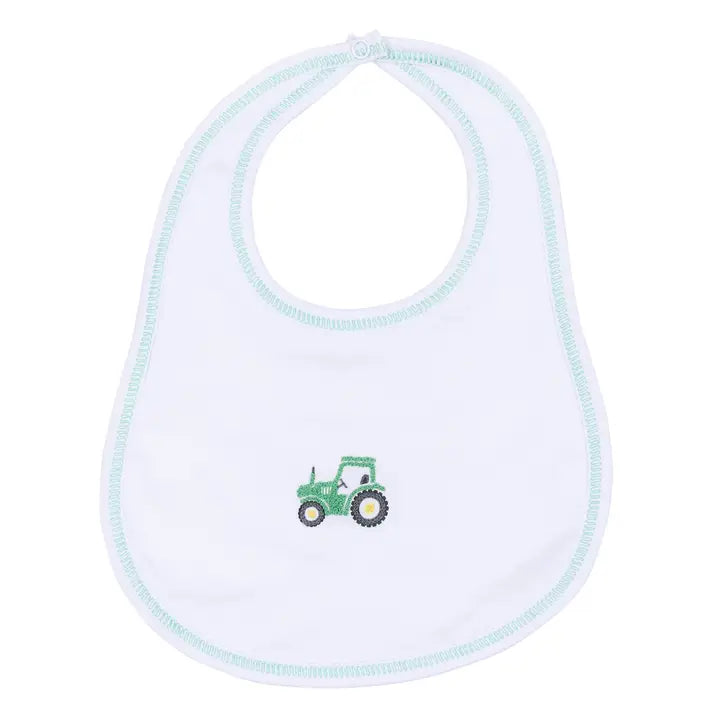 Magnolia Baby Lil'Green Tractor Embroidered Bib