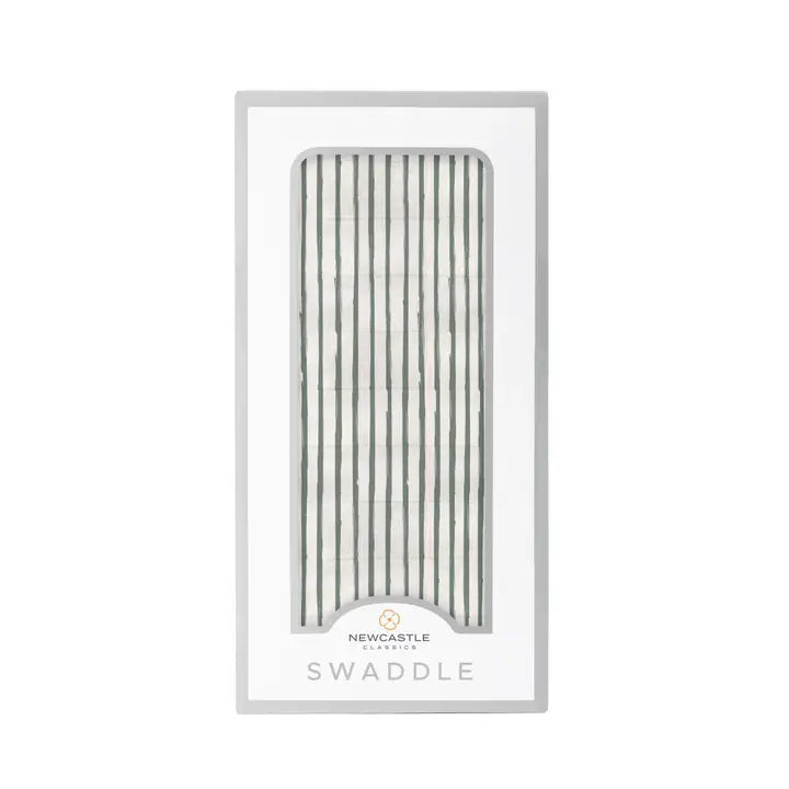New Castle Sage Green Stripe Bamboo Swaddle