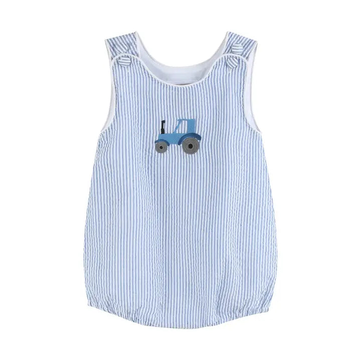 Lil Cactus Dark Blue Seersucker Tractor Bubble