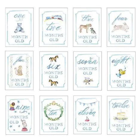 Monthly Milestone Card Set-Blue