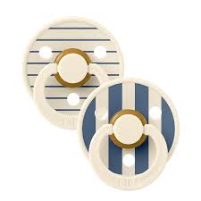 Bibs Studio Colour Pacifier  Two Pack - Ivory Steel Blue Mix Size one