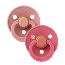 Bibs Colour Pacifier Two Pack - Dusty Pink/Coral Size One