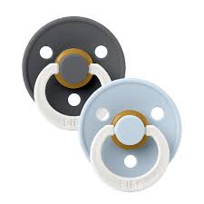 Bibs Glow Colour Pacifier Two Pack - Iron/Baby Blue Size Three