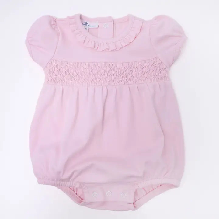 Magnolia Baby Essentials Solid Pink Smocked Bubble