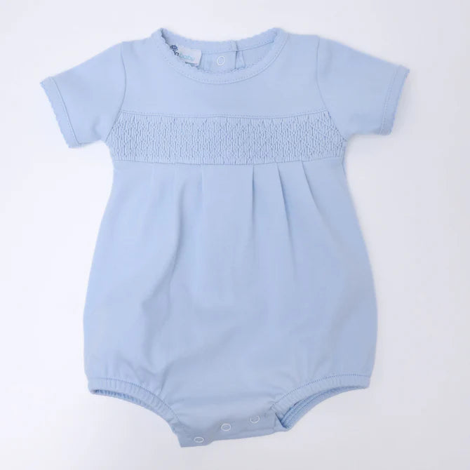 Magnolia Baby Essentials Solid Smocked Bubble in Blue