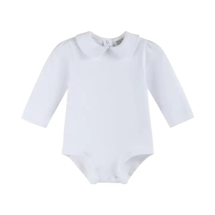 Lil Cactus White Collared Unisex Long Sleeve Bodysuit Romper