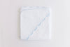 Terry Tots Hooded Towel in White with Blue Embroidered Dots