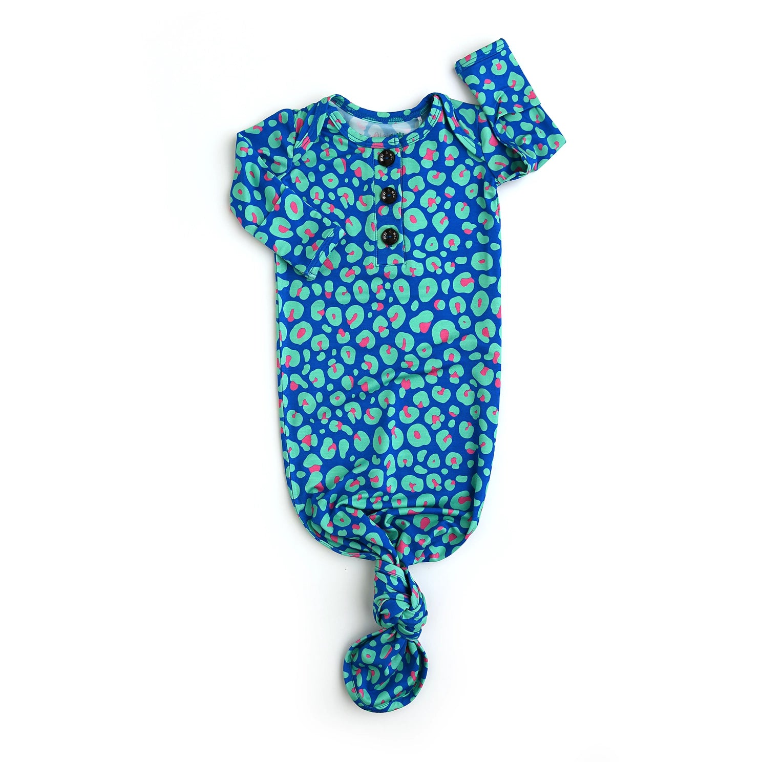 Gigi and MAx Miley Leopard Gown Newborn Bamboo Outfit