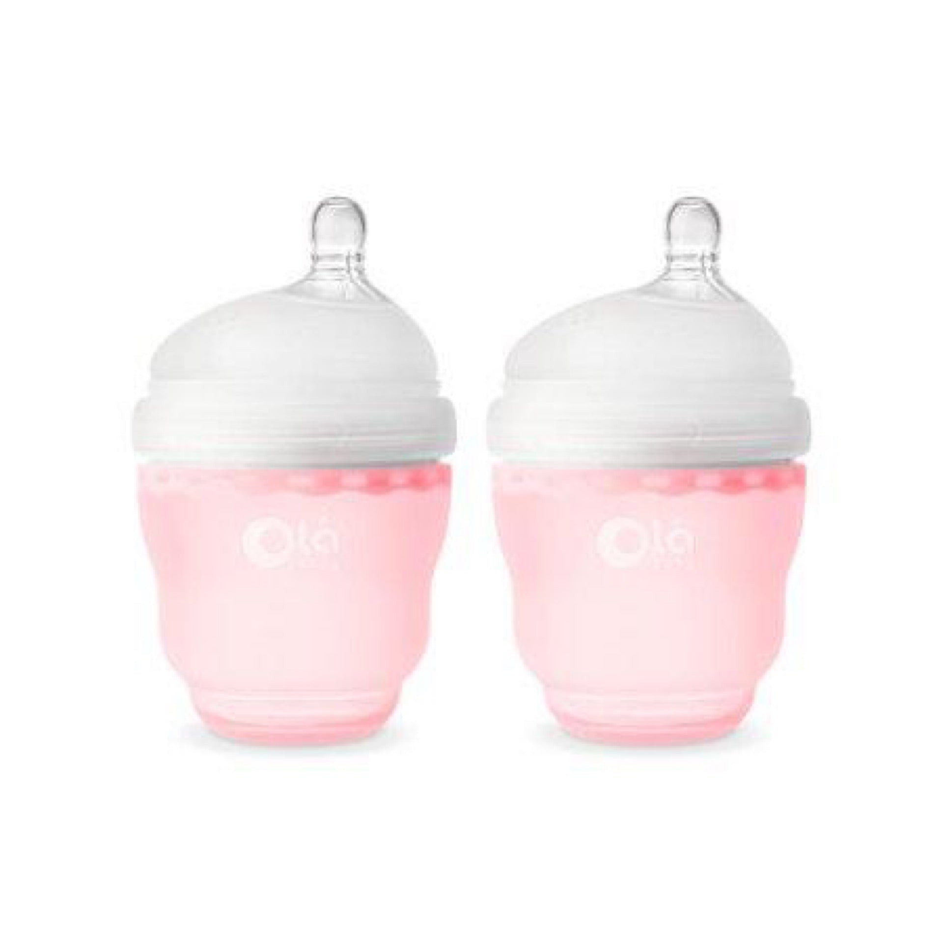 Olababy Gentle Silicone Baby Bottles 2 Piece Set in Rose (4 oz)