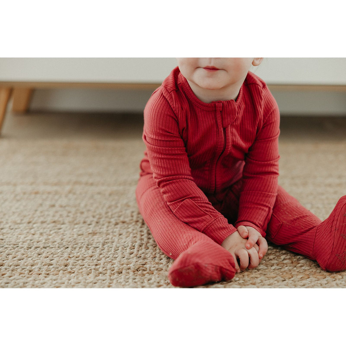 Copper Pearl Zip-Up Footie in Berry