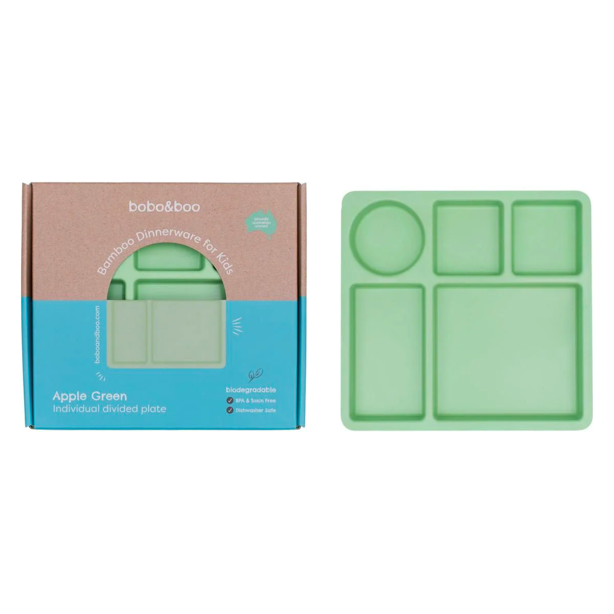 Bobo&Boo Bamboo Dinnerware Divided Plate (Apple Green)