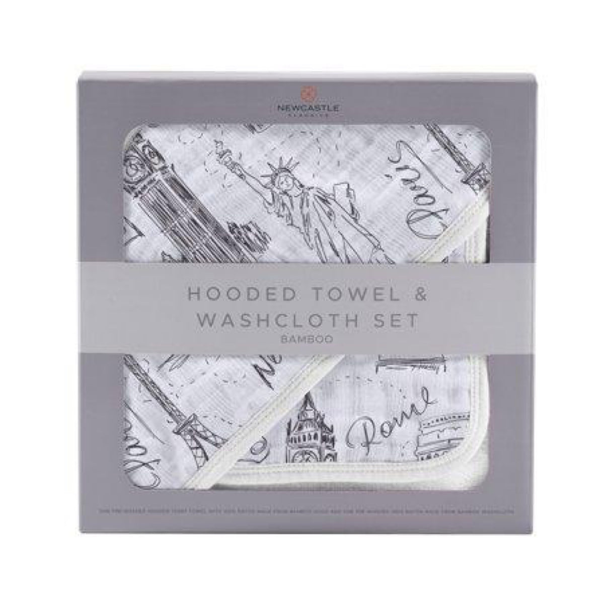 Newcastle Classics London Paris Hooded Towel and Washcloth Set