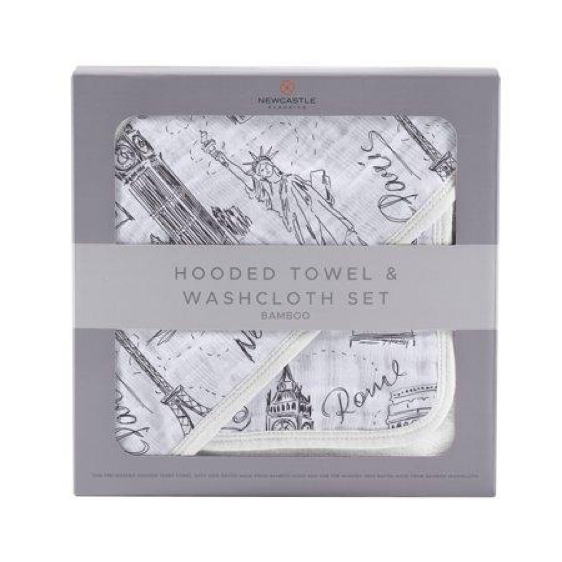 Newcastle Classics London Paris Hooded Towel and Washcloth Set