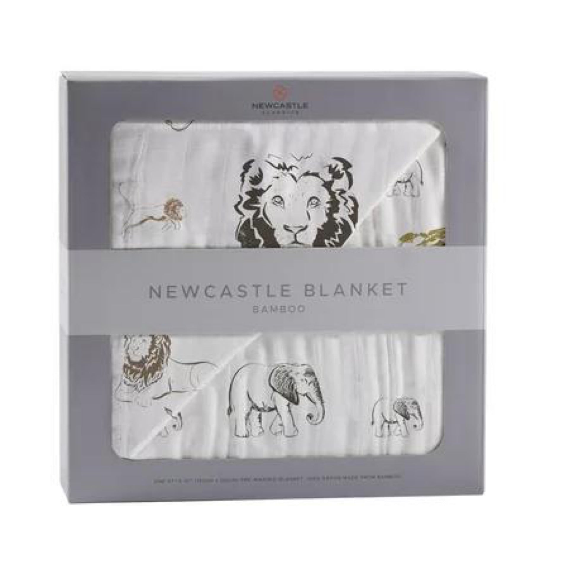 Newcastle Classics Hear Me Roar Lion and Rhinos and Elephants Bamboo Blanket