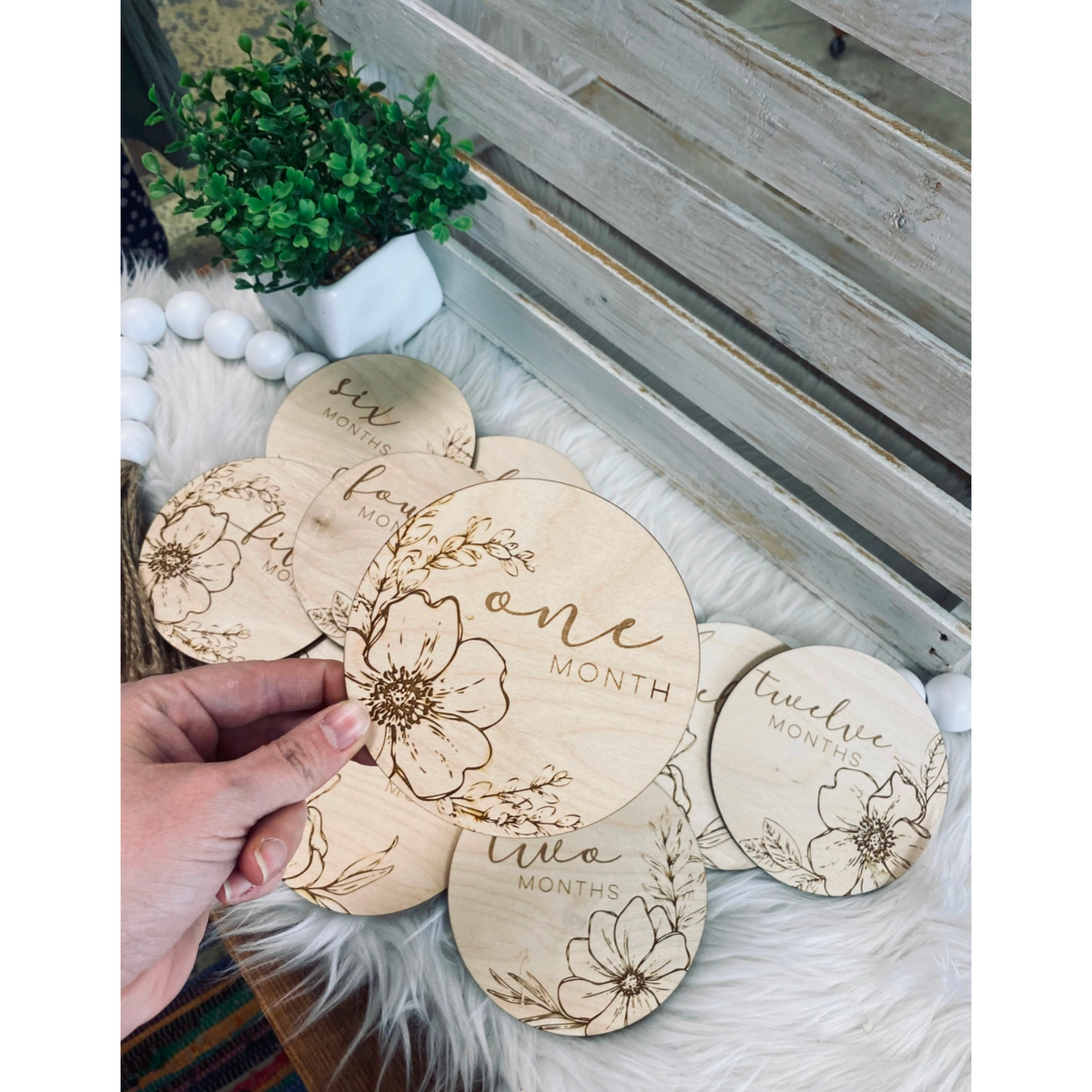 Floral Round Monthly Milestone Cards