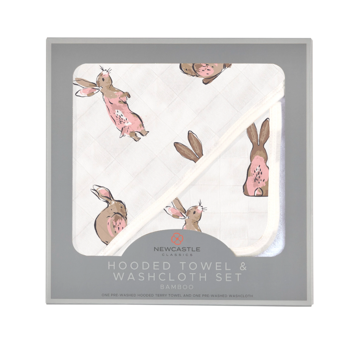 Newcastle Classics Hooded Towel Set (Powder Pink Bunnies)