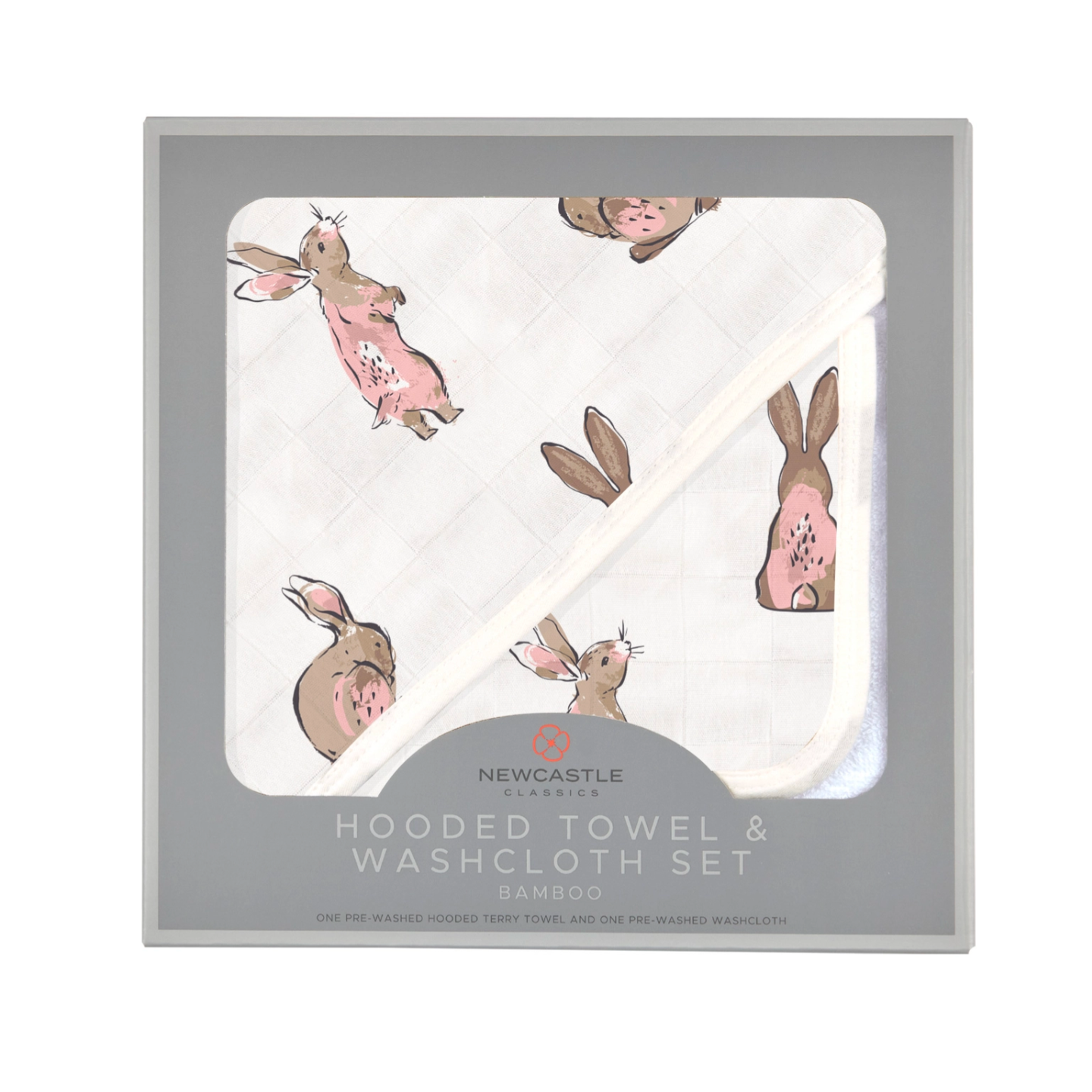 Newcastle Classics Hooded Towel Set (Powder Pink Bunnies)