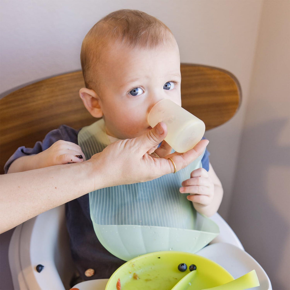 Olababy First Cup | Clear Sense 100% Silicone Infant Trainer Cup | 2oz | Coral