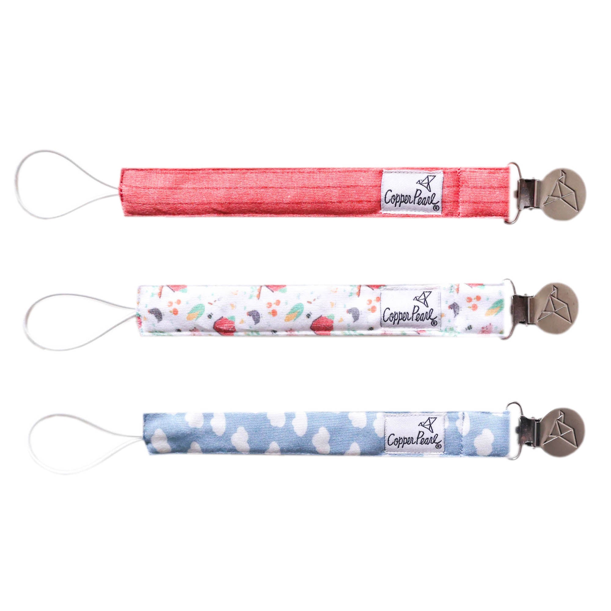 Copper Pearl Binky Clip 3 Pack Set in Farmstead