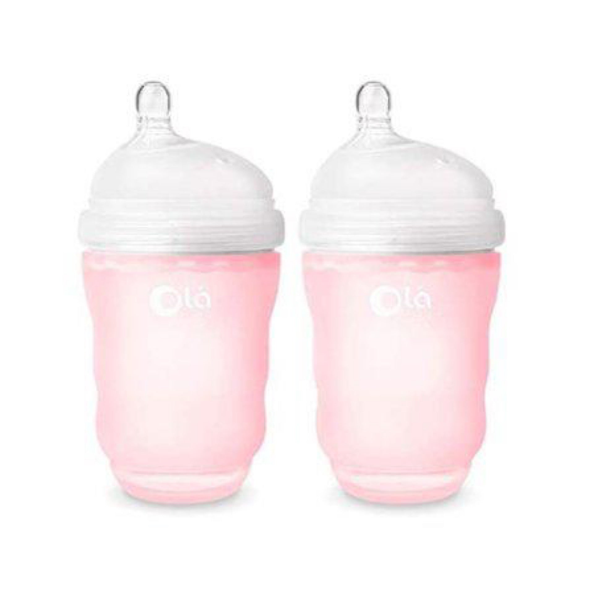 Olababy Gentle Silicone Baby Bottles 2 Piece Set in Rose (8oz)