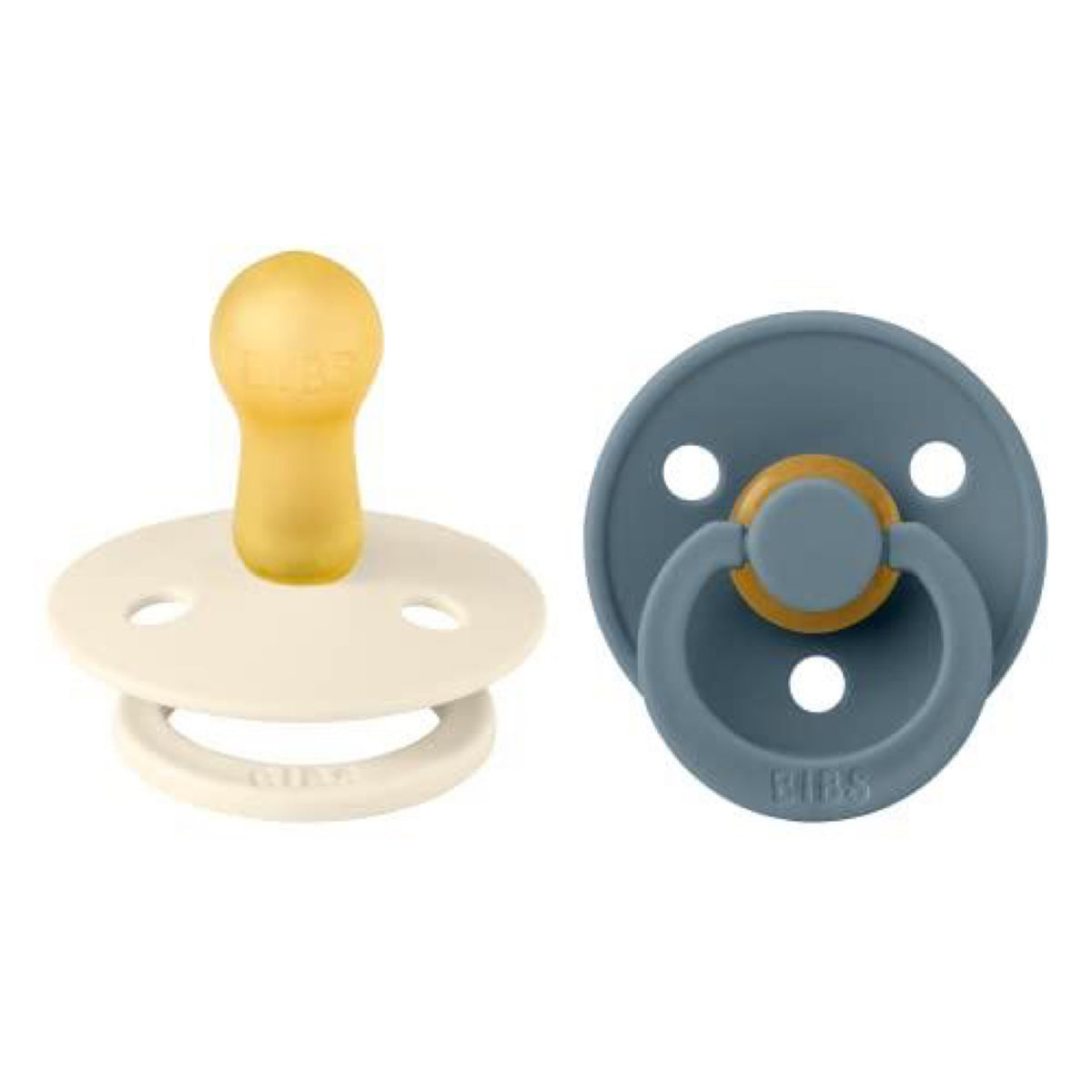 Bibs Pacifiers Colour Collection | Natural Rubber Baby Pacifier |  6+ Months (Pack of 2) | Ivory/Petrol