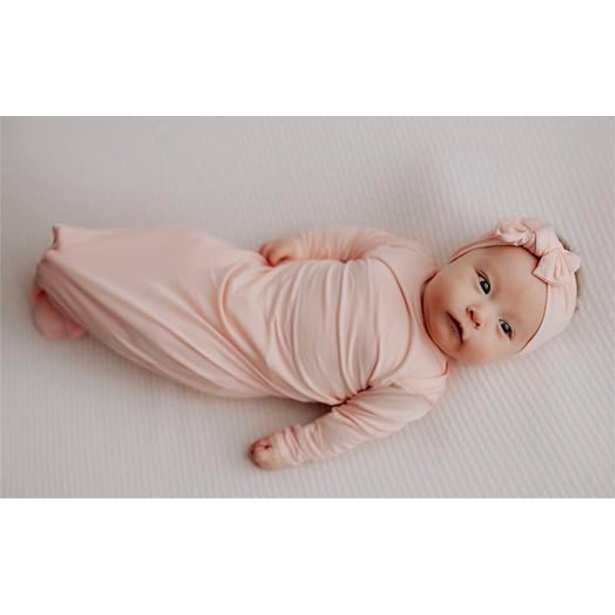 Three Little Tots Newborn Baby Knotted Tie Gown (Light Pink)