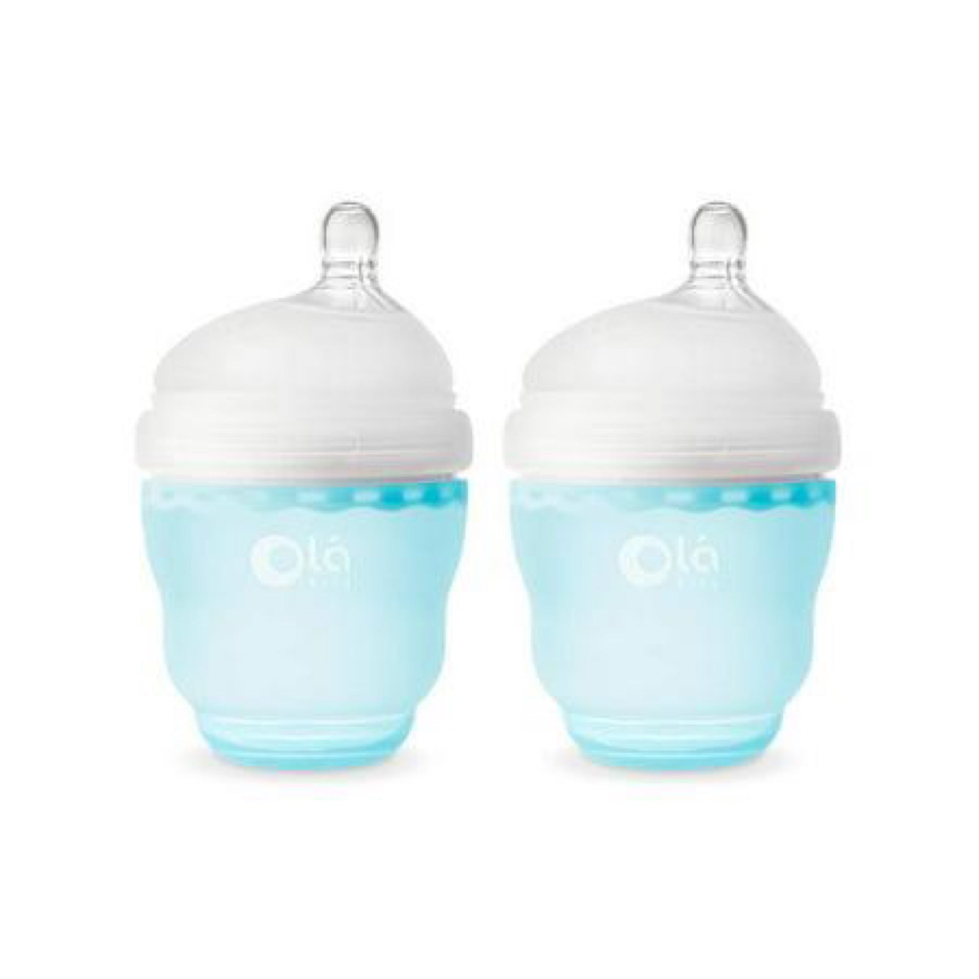 Olababy Gentle Silicone Baby Bottles 2 Piece Set in Sky (4 oz )