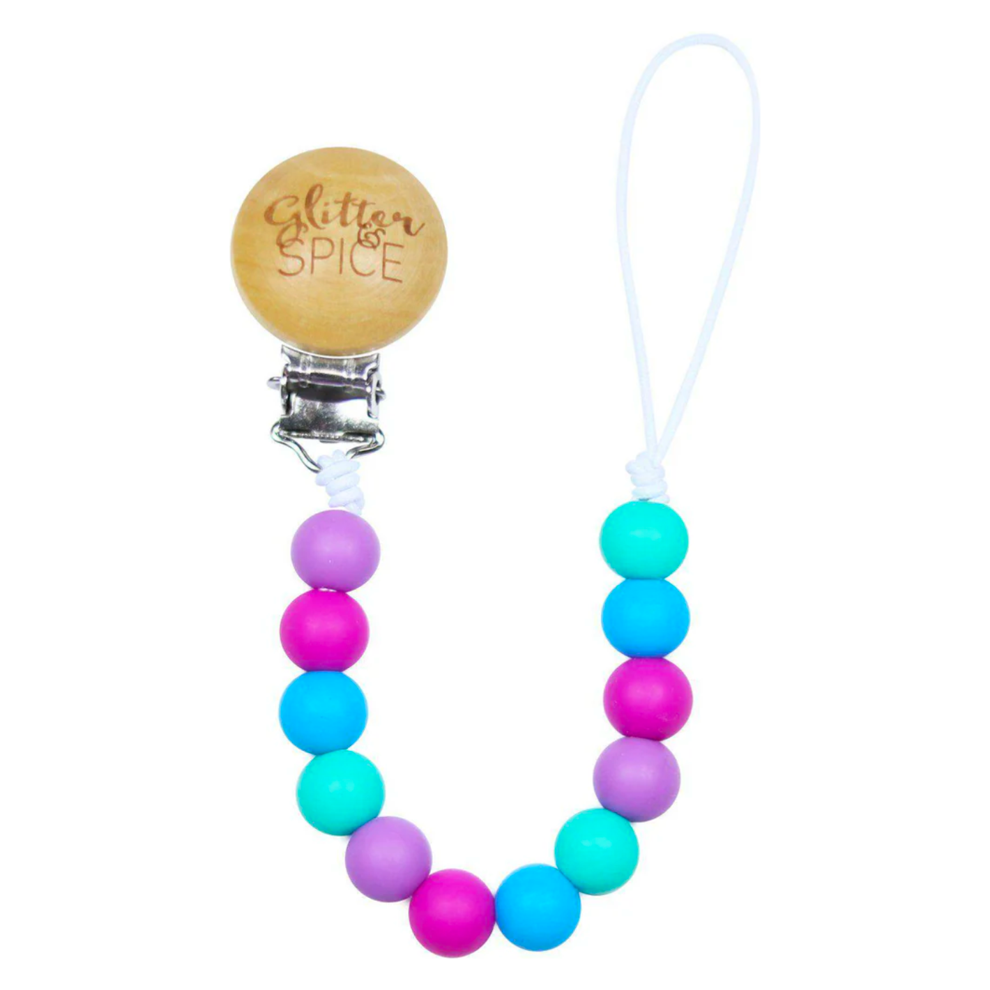 Glitter & Spice Silicone Pacifier Clip (Ariel)