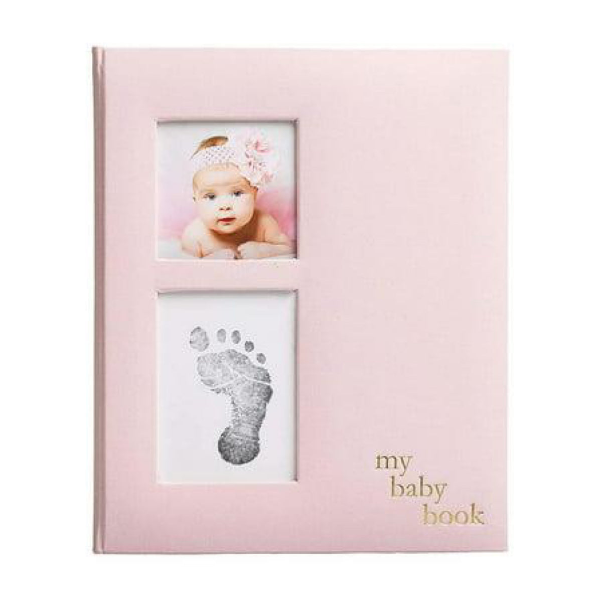 Pink Linen Baby Memory Album w Clean-touch Ink Pad by Pearhead