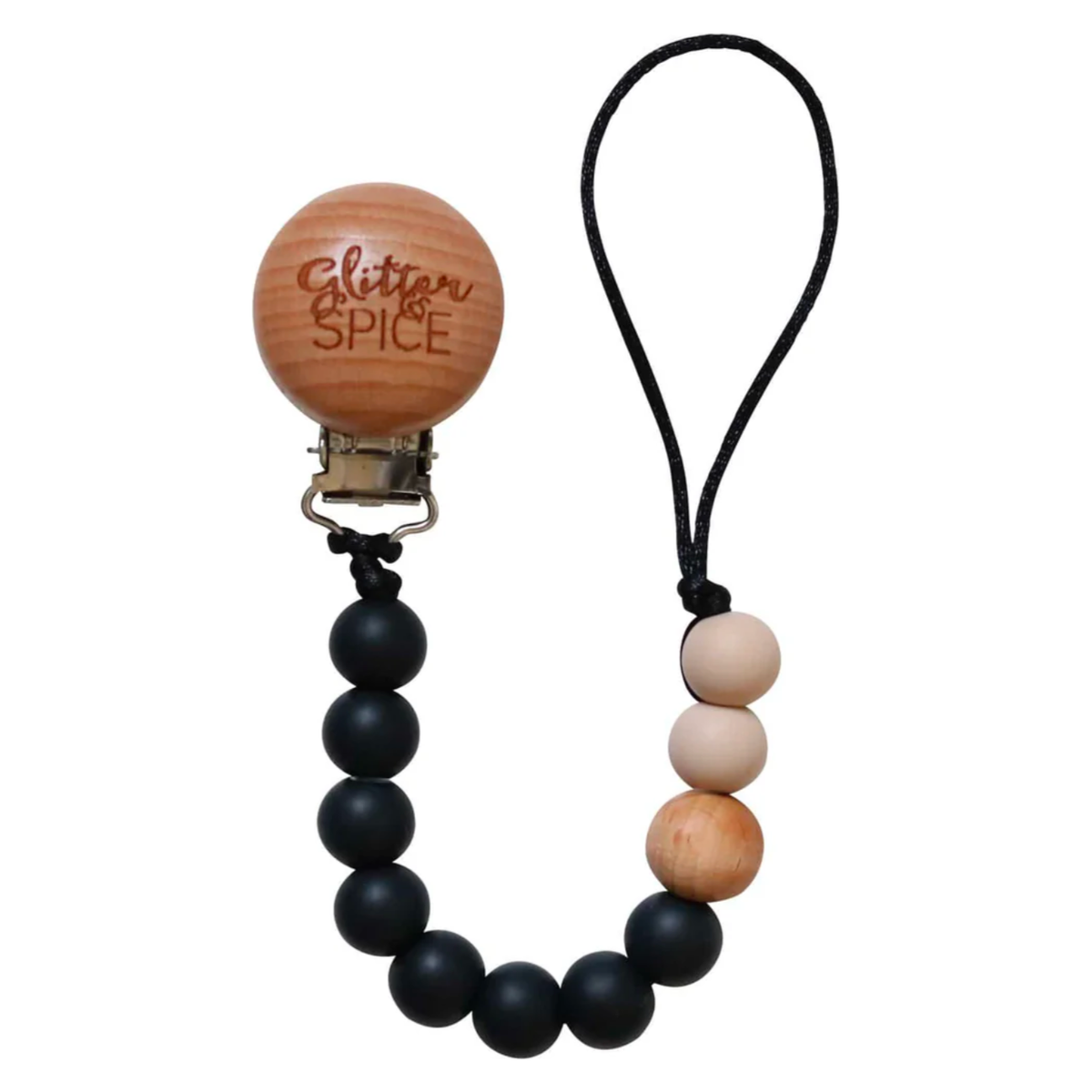 Glitter & Spice Silicone Pacifier Clip (Midnight)