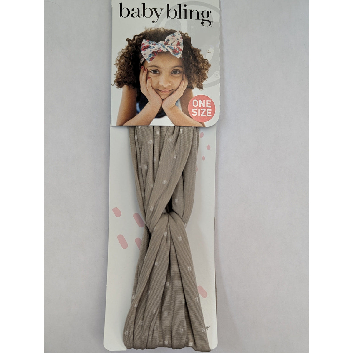 Baby Bling Bows- Twist Headband Bow in Mushroom Dot