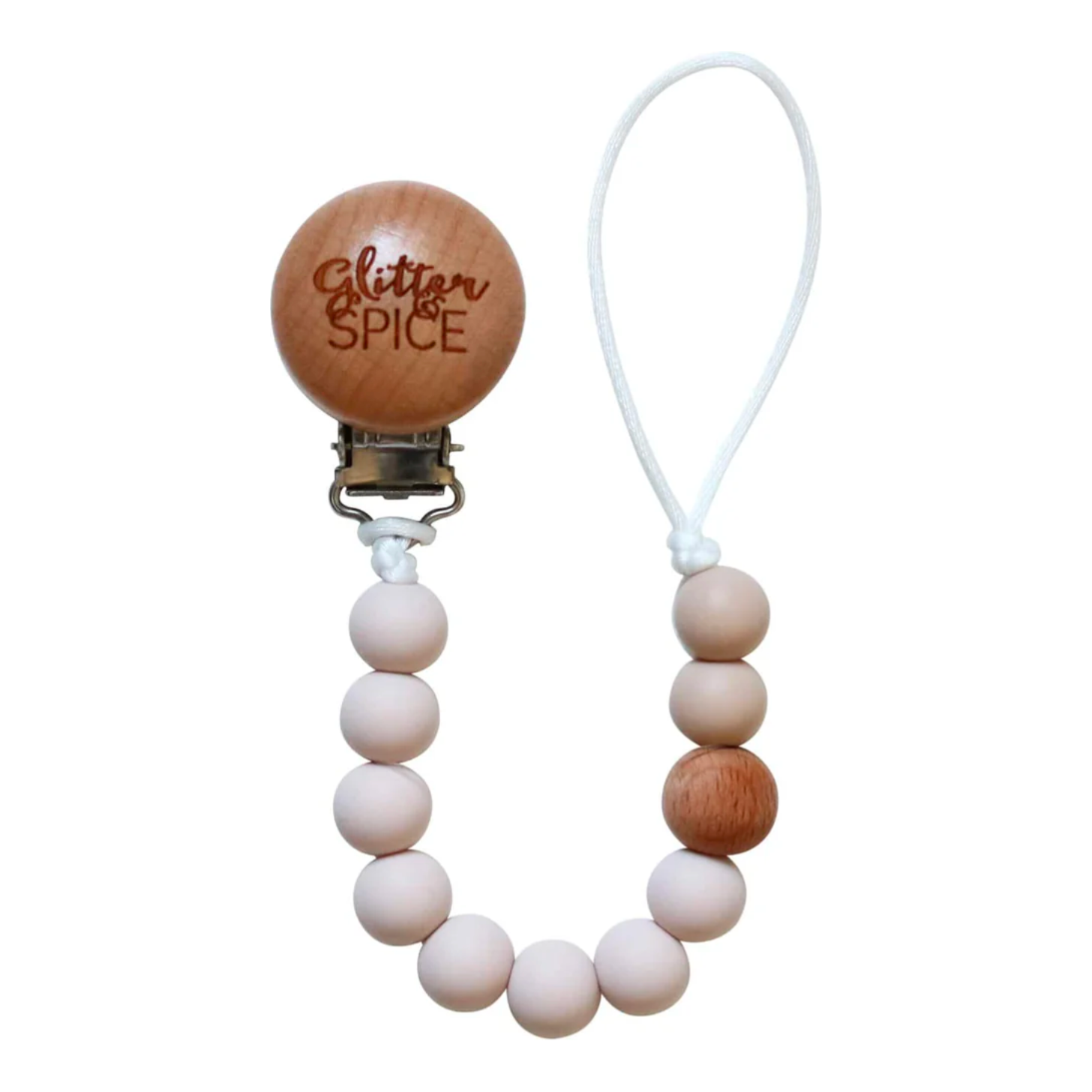 Glitter & Spice Silicone Pacifier Clip (Sand)