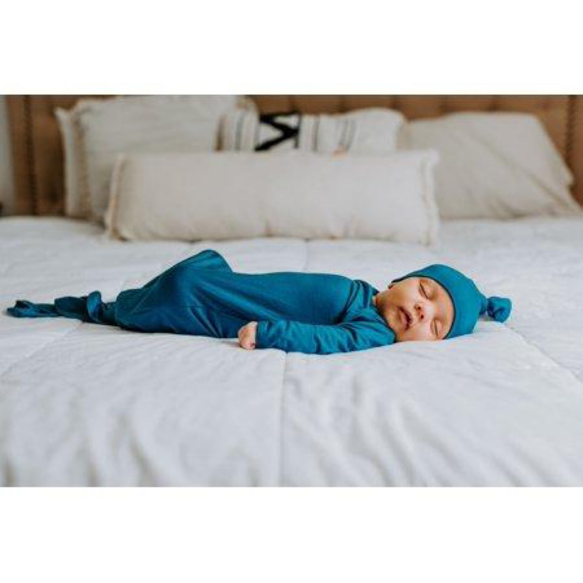 Three Little Tots Newborn Baby Knotted Tie Gown (Dark Blue)