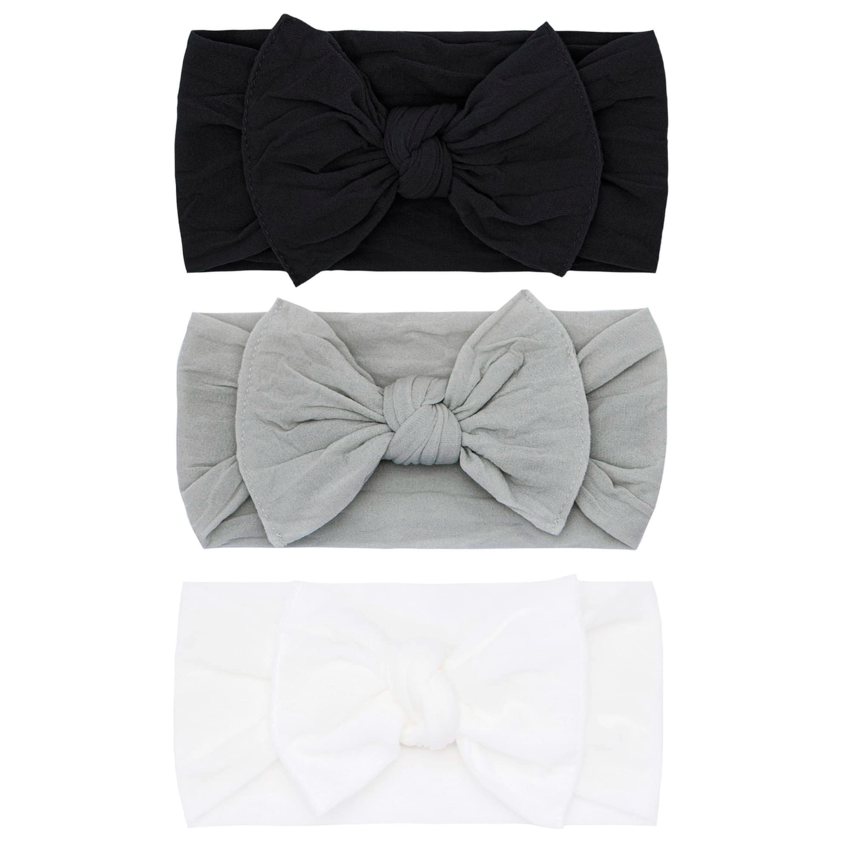 Baby Bling Bows- Black, Grey, and White Knot Bow Set