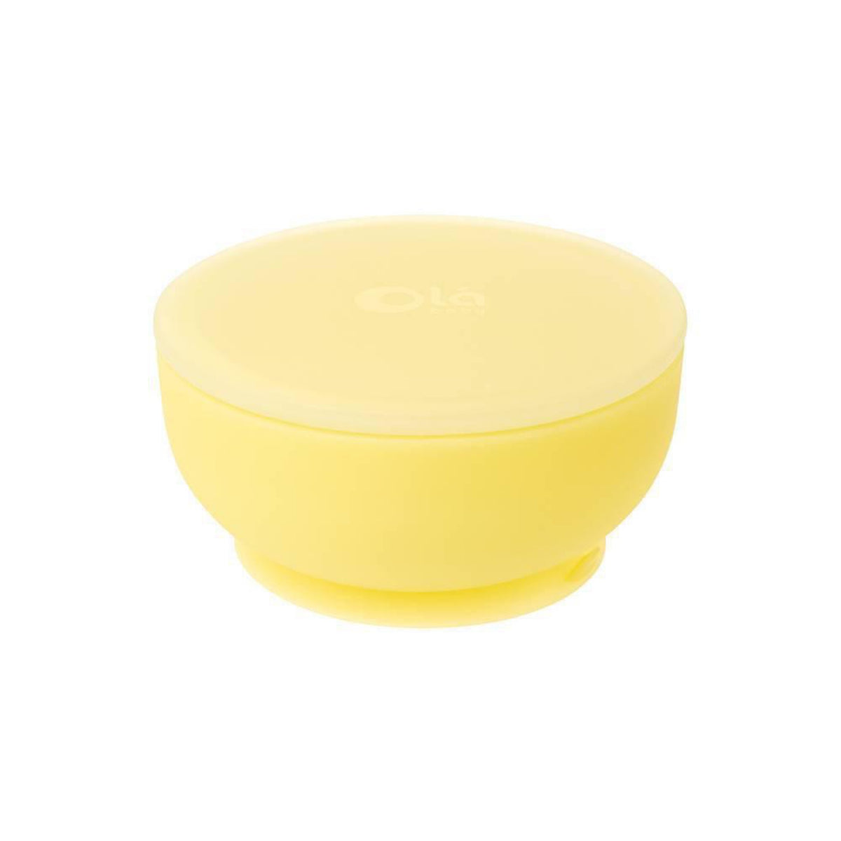 Olababy 100% Food Grade Silicone Suction Bowl with Lid in Lemon