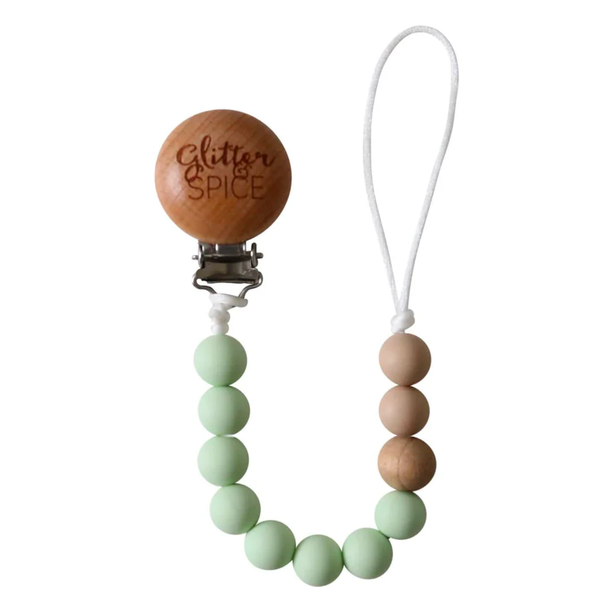 Glitter & Spice Silicone Pacifier Clip (Pistachio)