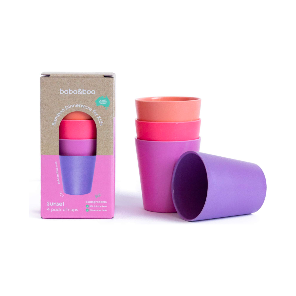 Bobo&Boo Set of 4 Kids Cups (Pink)