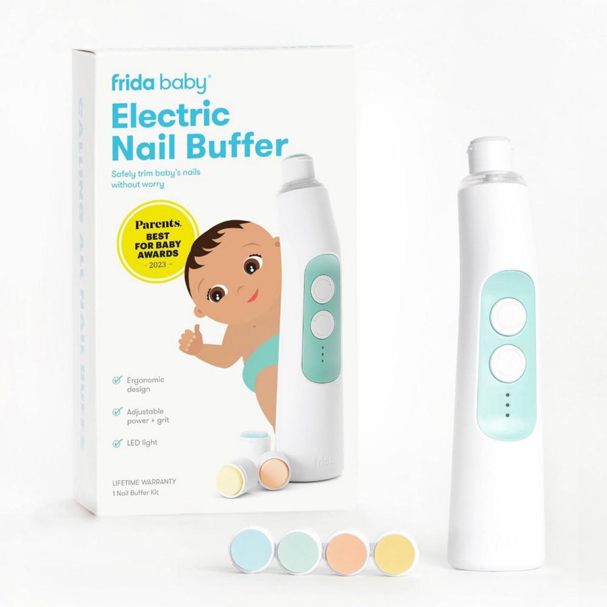 Frida Baby Electric Nail Buffer | Safe + Easy Grooming Kit for Newborn S Fingernails and Toenails Buffer Pads LED Light Case