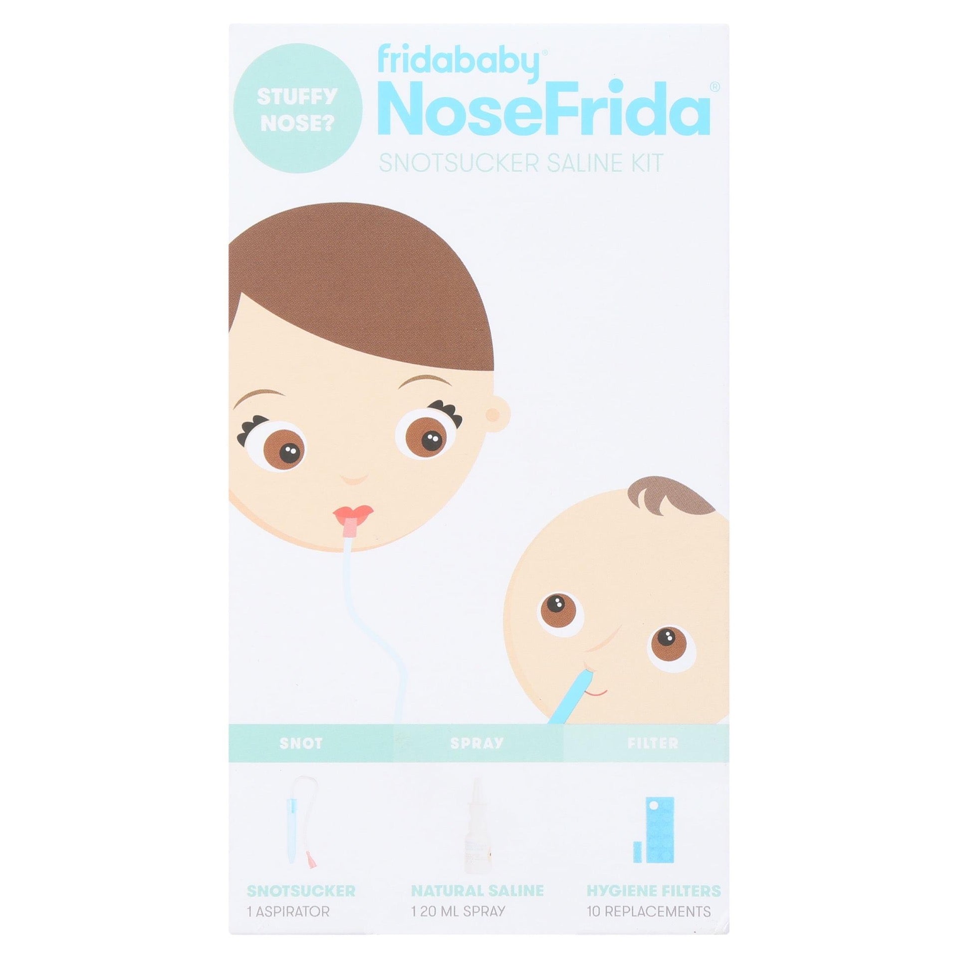 Frida Baby Nosefrida The Snotsucker with 10 Extra Filters and All-Natural Saline Nasal Spray
