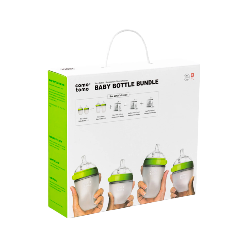 Comotomo Baby Bottle Bundle Green Set