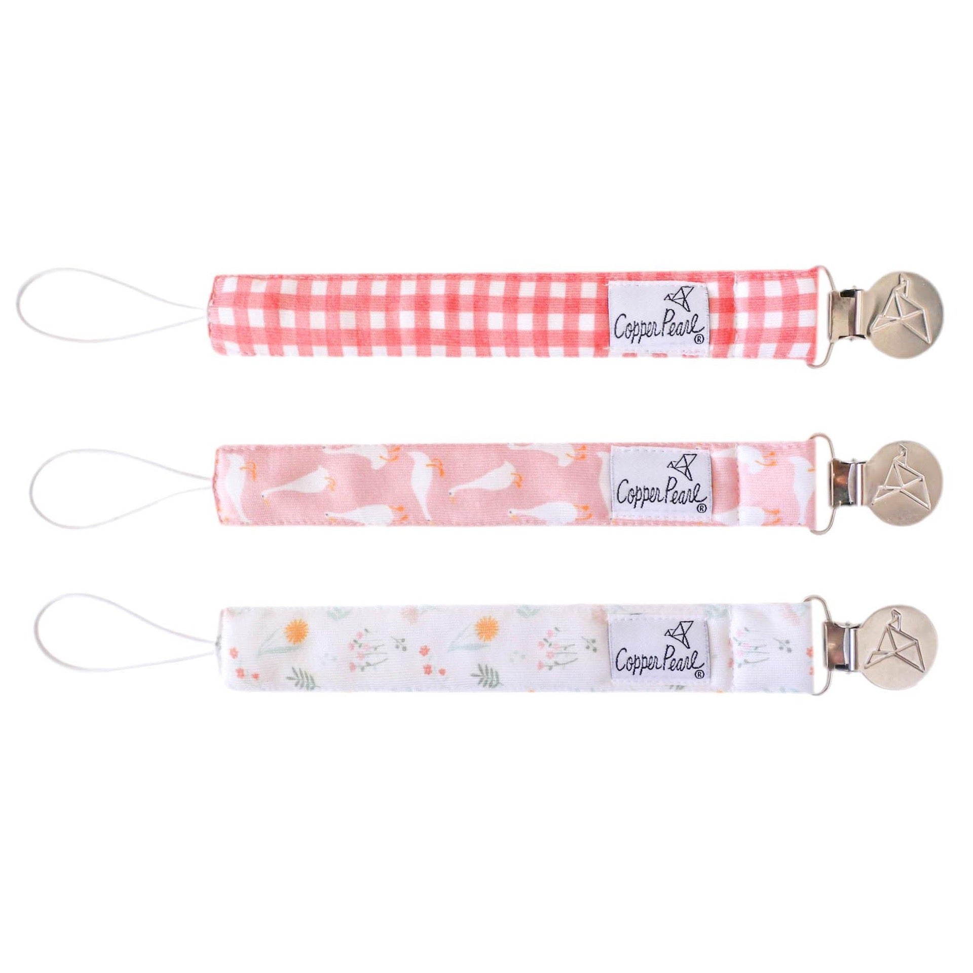 Copper Pearl Binky Clip 3 Pack Set in Goosie