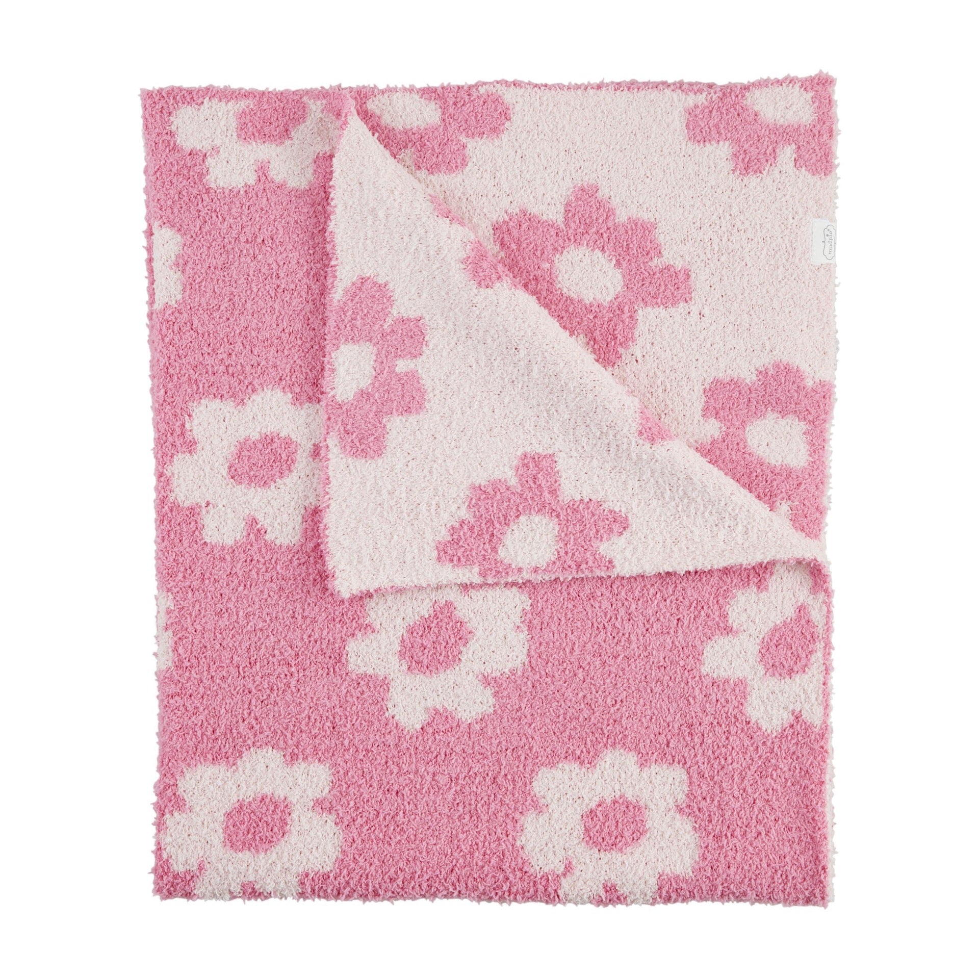 Mud Pie Pink Chenille Flower Blanket