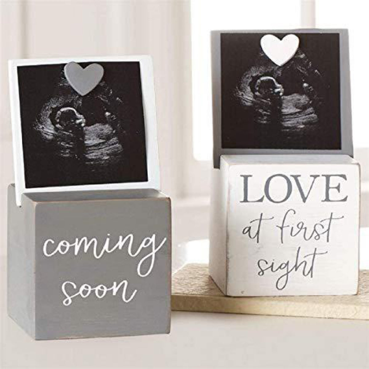 Mud Pie Sonogram Photo Blocks (Grey)