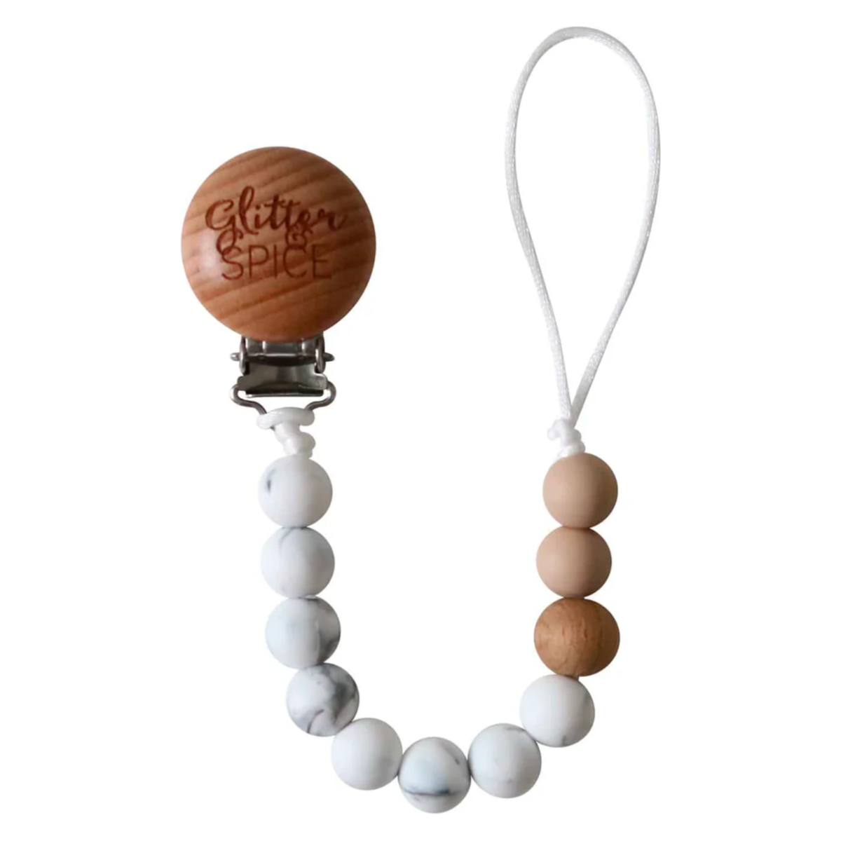 Glitter & Spice Silicone Pacifier Clip (Marble)