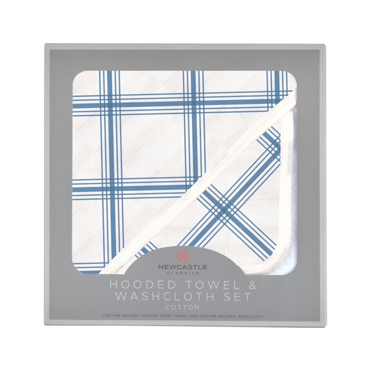Newcastle Classics Hooded Towel Set (Blue Buffalo Check Plaid)
