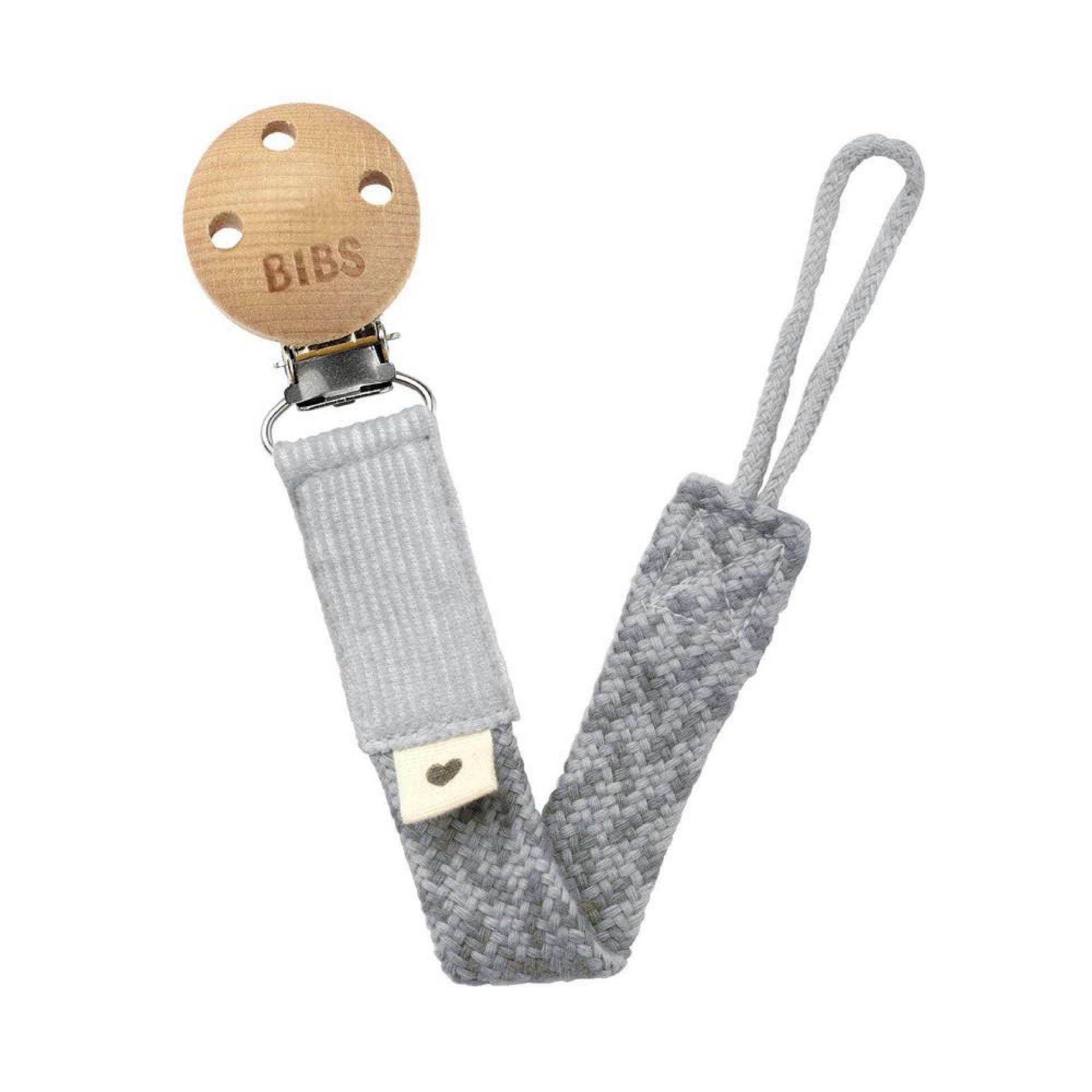 Bibs Braided Pacifier Clip (Cloud/Iron)