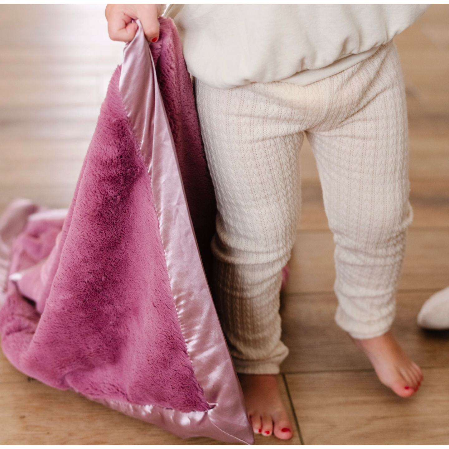 Saranoni Satin Border Lush Receiving Blanket in Muted Mauve