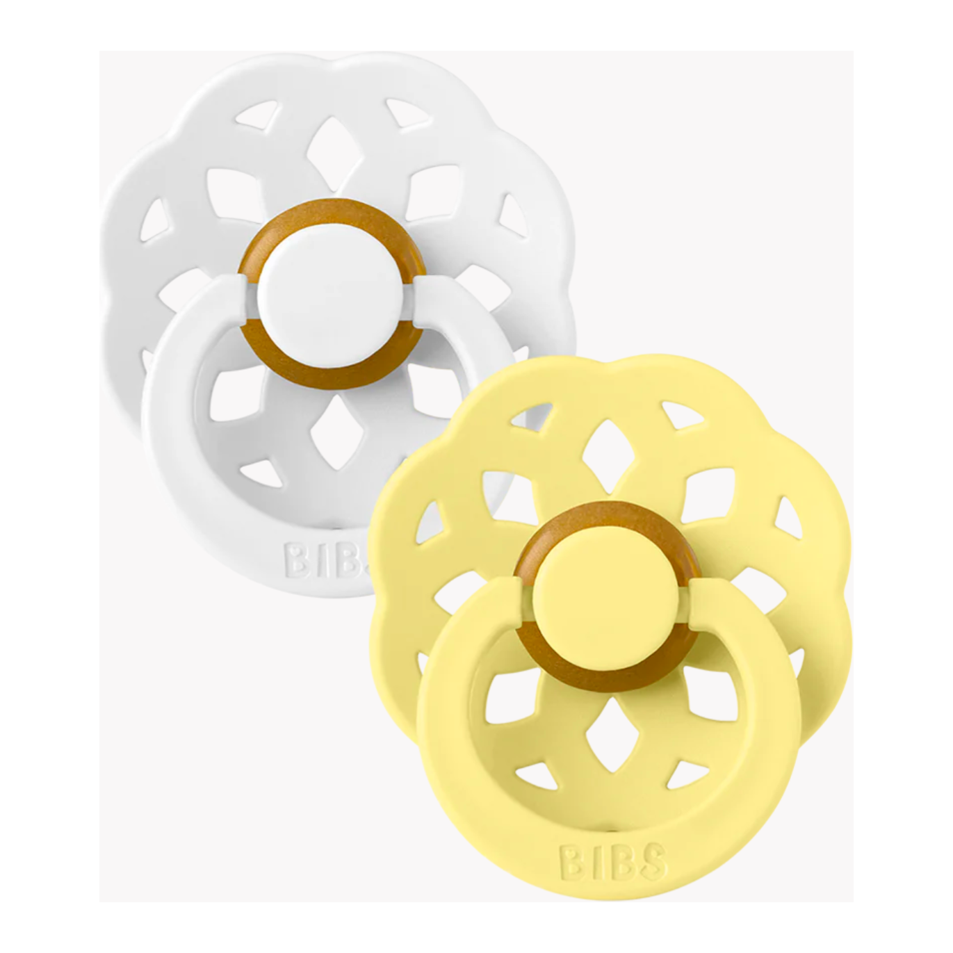 Bibs Boheme Pacifiers 0-6 Months (2 Pack) White/Sunshine